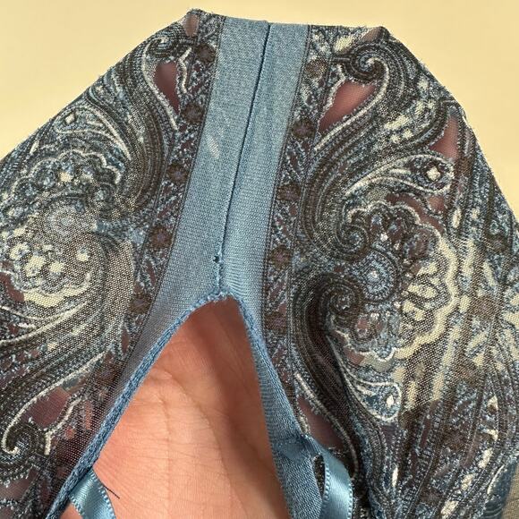 Pretty Persuasions Blue Paisley Sheer Kimono Fringe Boho Duster Fairy Coachella - Picture 11 of 11